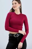 Vodens Bordo Dik Yaka Basic Ultra Soft %100 Pamuk Uzun Kol Body