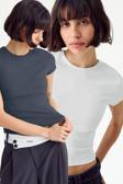 Vodens Beyaz Antrasit Bisiklet Yaka Basic Ultra Soft %100 Pamuk Kısa Kol T-Shirt