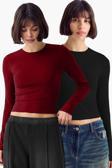 Vodens Siyah Bordo 2'Li Bisiklet Yaka Basic Ultra Soft %100 Pamuk Uzun Kol Bluz