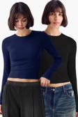 Vodens Siyah Lacivert 2'Li Bisiklet Yaka Basic Ultra Soft %100 Pamuk Uzun Kol Bluz