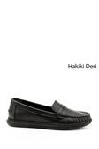Kadın Siyah Rok Hakiki Deri Comfort Loafer