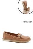 Kadın Taba Antik Tokalı Rok Hakiki Deri Comfort Loafer