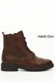 Kadın Kahve Antik Fermuarlı Hakiki Deri Postal Bot