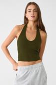 Vodens Kadın Haki Halter Yaka Crop Top Body