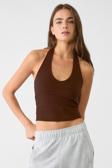 Vodens Kadın Kahverengi Halter Yaka Crop Top Body