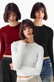 Vodens Siyah Beyaz Bordo 3'Lü Bisiklet Yaka Basic Ultra Soft %100 Pamuk Uzun Kol Bluz