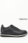 Erkek Lacivert Antik Bağcıklı Hakiki Deri Comfort Sneaker