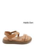 Kadın Taba Cırt Bantlı Hakiki Deri Comfort Sandalet