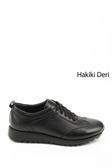Erkek Siyah Hakiki Deri Bağcıklı Sneaker