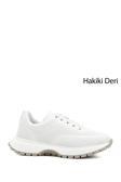 Kadın Beyaz Lastik Bağcıklı Hakiki Deri Sneaker