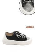 Kadın Siyah Kot Triko Taşlı Comfort Sneaker