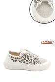 Kadın Leopar Kot Triko Taşlı Comfort Sneaker