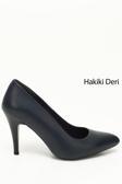 Kadın Lacivert Antik Sivri Burun İnce Topuklu Hakiki Deri Stiletto