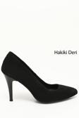 Kadın Siyah Süet Sivri Burun İnce Topuklu Hakiki Deri Stiletto