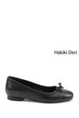 Kadın Siyah Fiyonklu Hakiki Deri Babet