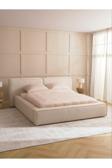 Mode Soft 160 Cm. Döşemeli 2 Kişilik Baza Başlık Set Kırık Beyaz Keten (EVİNİZE TESLİM KURULUMLU)