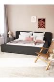 Mode Soft 160 Cm. Döşemeli 2 Kişilik Baza Başlık Set Koyu Antrasit Keten (EVİNİZE TESLİM KURULUMLU)