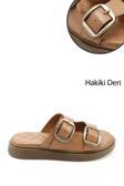 Kadın Taba Tokalı Hakiki Deri Comfort Terlik