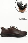 Erkek Kahve Antik Bağcıklı Kauçuk Taban Hakiki Deri Sneaker