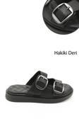 Kadın Siyah Tokalı Hakiki Deri Comfort Terlik