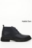 Erkek Lacivert Antik Bağcıklı Hakiki Deri Klasik Bot