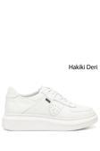 Kadın Beyaz Dolgu Taban Hakiki Deri Sneaker
