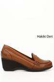 Kadın Taba Antik Dolgu Taban Hakiki Deri Loafer Ayakkabı