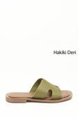 Kadın Yeşil Hakiki Deri Terlik