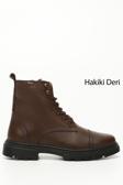 Kahve Floter Gön Hakiki Deri Fermuarlı Bağcıklı Erkek Postal Bot 81501