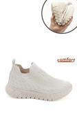 Kadın Nude Triko Taşlı Memory Foam Tabanlıklı Comfort Sneaker