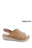 Kadın Taba Dolgu Topuk Hakiki Deri Comfort Sandalet