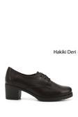 Kadın Kahve Antik Bağcıklı Orta Kalın Topuklu Hakiki Deri Oxford Ayakkabı