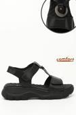 Kadın Siyah Cırt Bantlı Toka Detaylı Comfort Sandalet