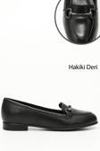Kadın Siyah Hakiki Deri Tokalı Babet