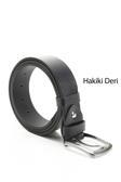 Erkek Lacivert Antik Hakiki Deri 4 Cm Kot Kemeri