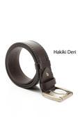 Erkek Kahve Antik Hakiki Deri 4,5 Cm Dikişli Kot Kemeri
