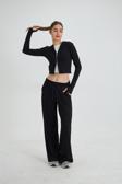 Fermuarlı Kapüşonlu Sweatshirt ve Geniş Paça Özel Dikim Pantolon Modal Kumaş