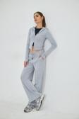 Fermuarlı Kapüşonlu Sweatshirt ve Geniş Paça Özel Dikim Pantolon Modal Kumaş
