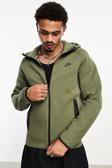 Nike Tech Fleece Full Zip Windrunner Hoodie Green Kapüşonlu Unisex Sweatshirt Haki Yeşil