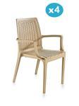 Omnipazar SY-2524 Örgü Desenli Rattan Bahçe Koltuk Sandalye 4'lü Set
