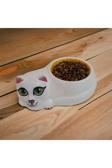 Taşdevri Life Kedi Mama Ve Su Kabı Kedi Figürlü El Yapımı