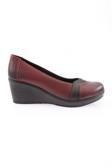 Kadın Dolgu Taban Comfort Ayakkabı Bordo Simli 7623217