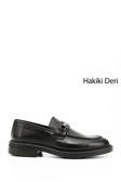 Erkek Siyah Tokalı Hakiki Deri Loafer Ayakkabı