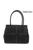 Kadın Siyah Hakiki Deri El ve Omuz Çantası