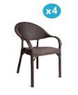 Omnipazar IRK-HK735 Bambu Rattan Desenli Plastik Bahçe Sandalye Koltuk 4'lü Set