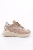 Kadın Kalın Taban File Detaylı Sneakers Ayakkabı Bej 15299793118