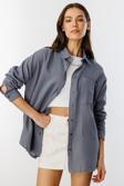 Oversize Basic Müslin Kadın Gömlek KADIN-MÜSLİN-GÖMLEK