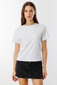 Kadın T-shirt Kısa Kollu Organik Pamuklu Bisiklet Yaka Crop T-shirt KADIN-T-SHIRT