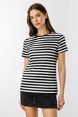 Kadın Çizgili Kısa Kollu T-shirt ÇİZGİLİ-T-SHIRT