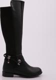 Dgn 505-22K Kadin Arkasi Strech Yani Fermuarli Knee High Flats Çizme